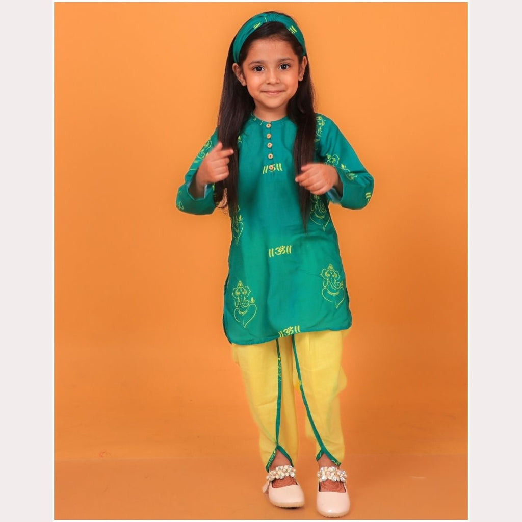 Green Ganesha Peplum Set