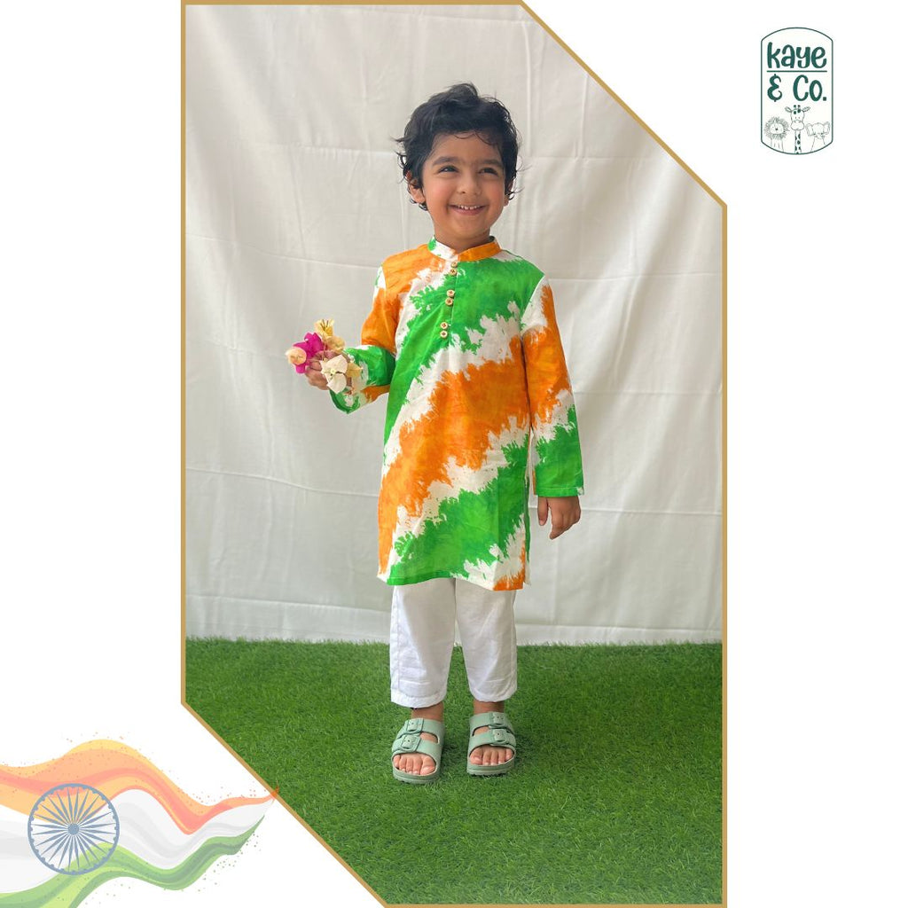 Tricolour Print Kurta Set