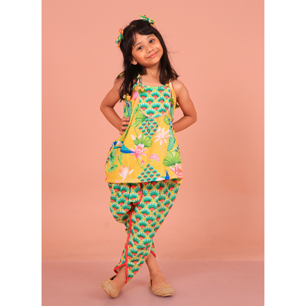 Amber yellow Kurti Tulip Set