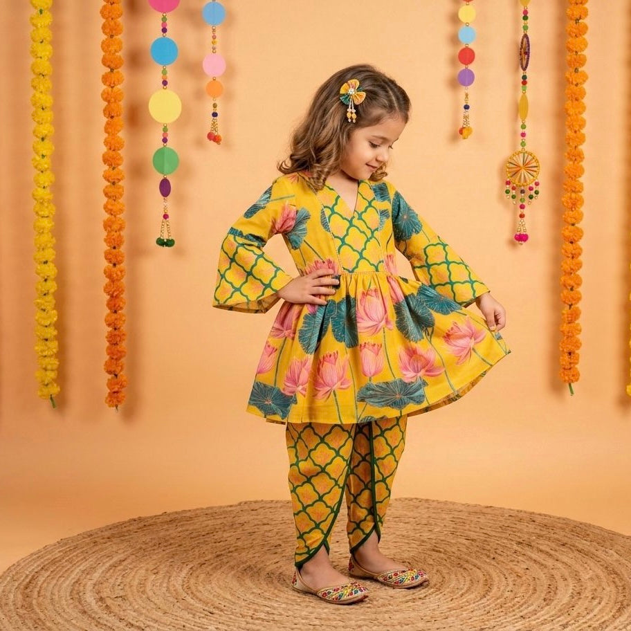 Amber Lotus Print Peplum Tulip Set