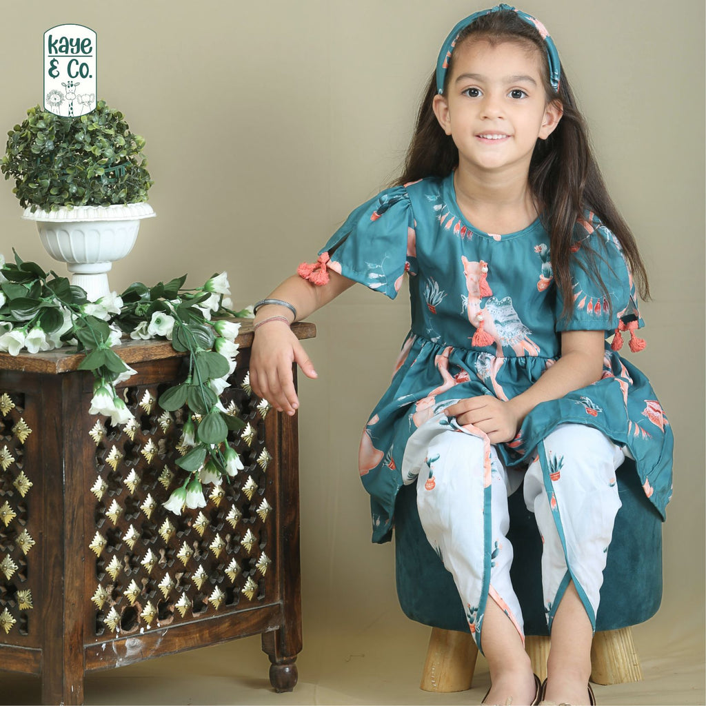 CAMEL Print Girls tunic & Tulip Set