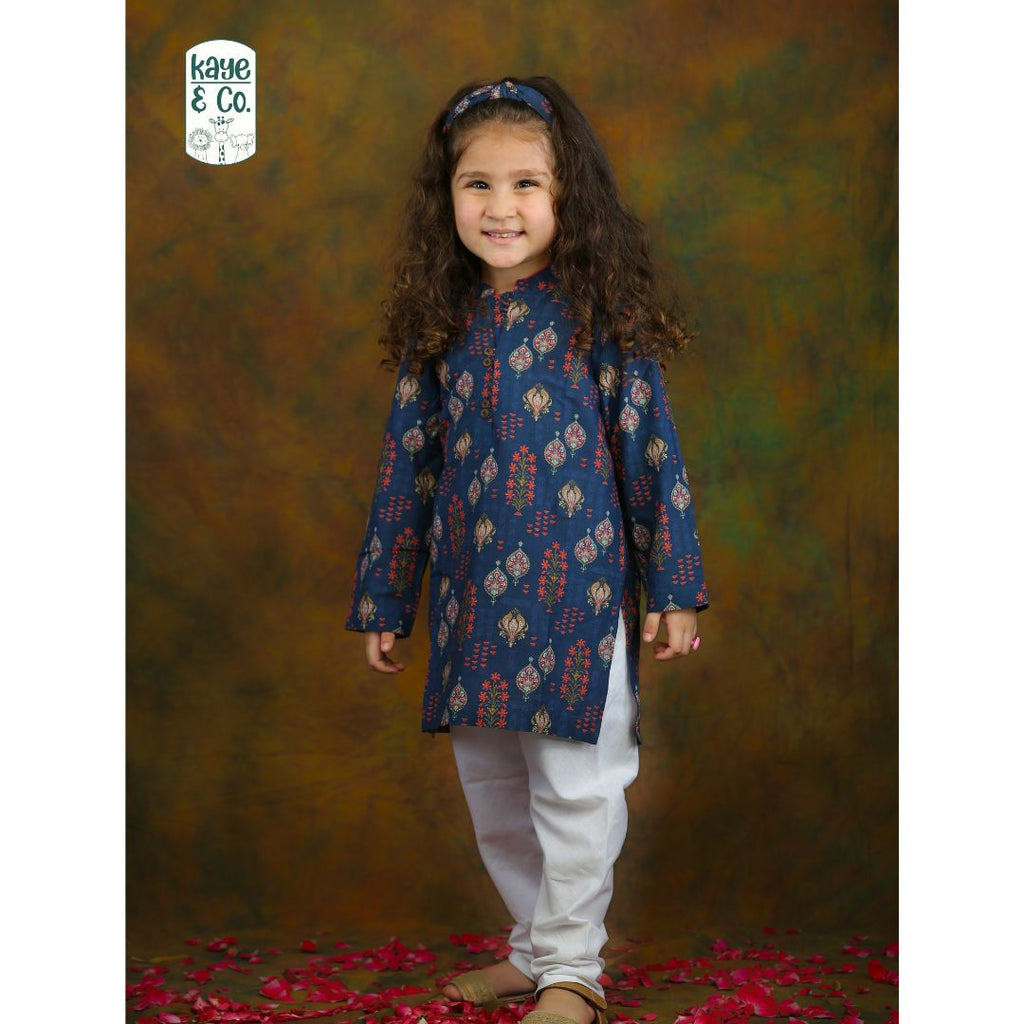 Blue Motif Kurti Set