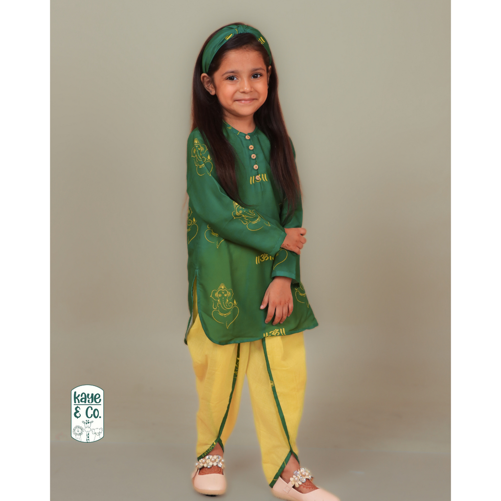 Green Ganesha Peplum Set