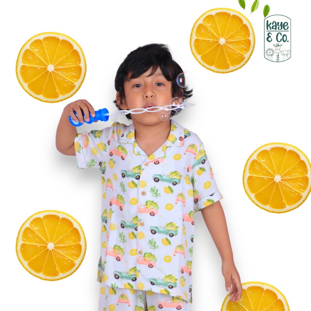 Boys Lemon Car Resort Shirt