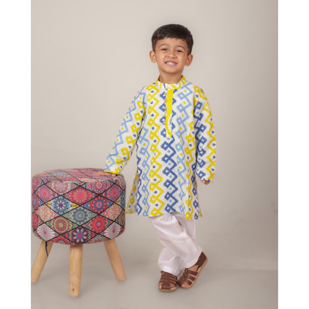 Blue & Yellow Kurta Set