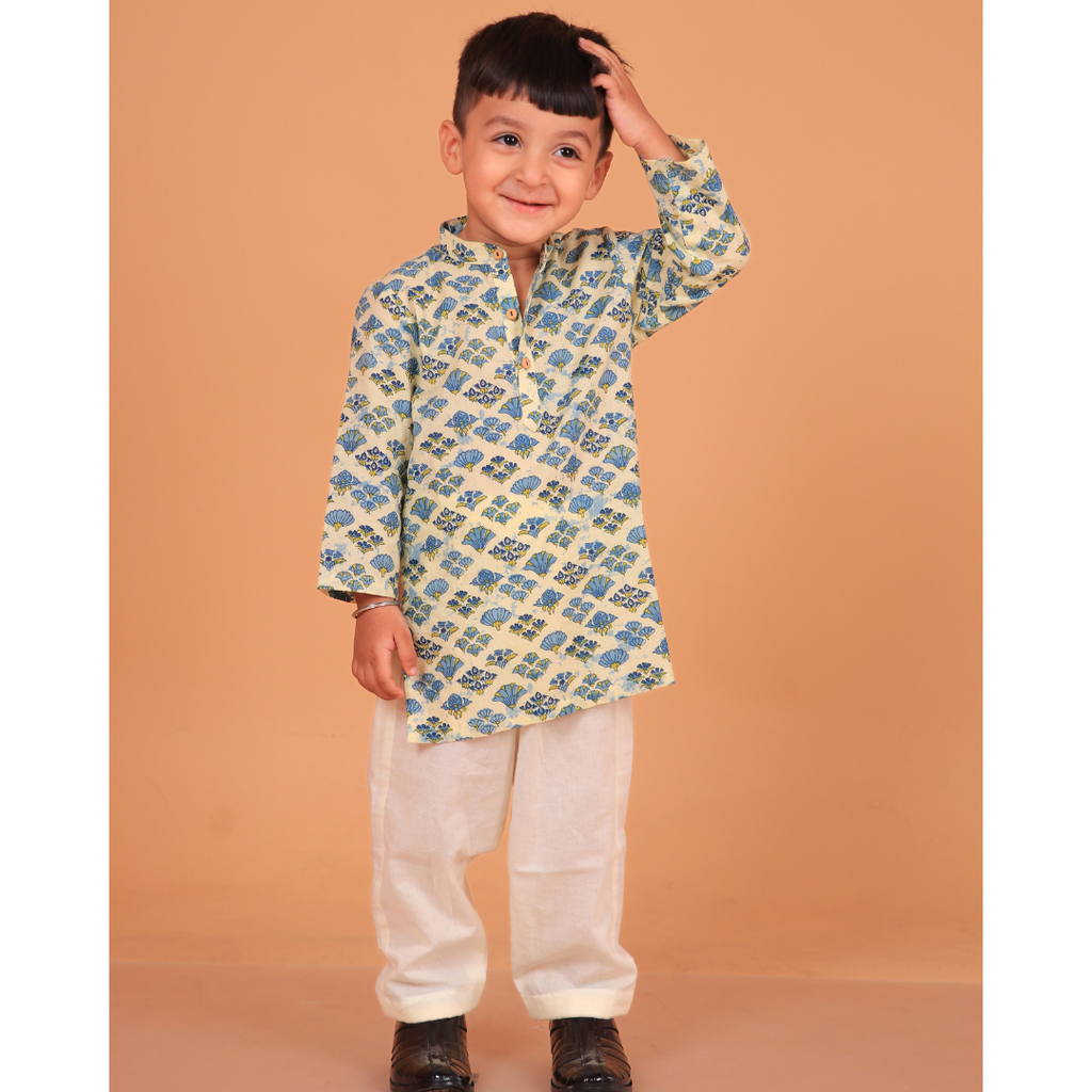 Flora Motif Boys Kurta Set