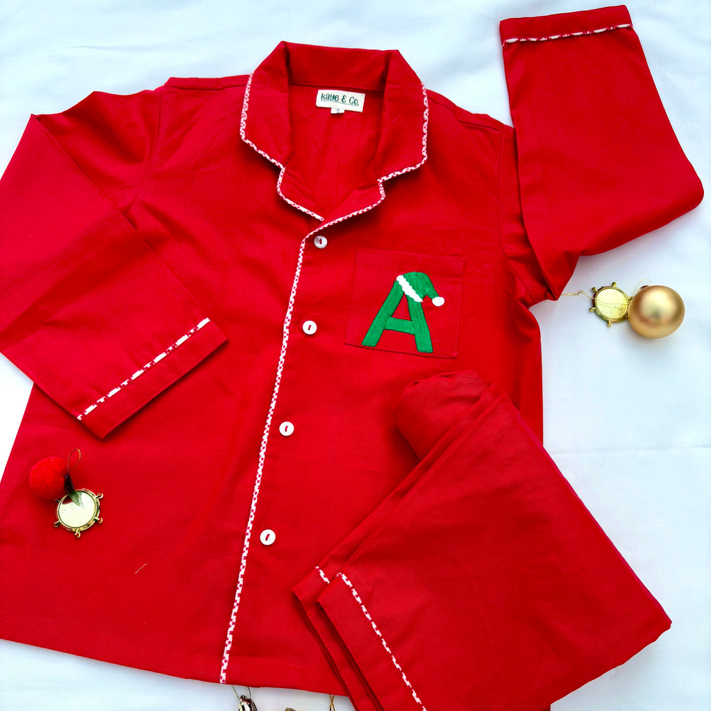 Xmas Special - Santas Helper PJ Set with Green initials