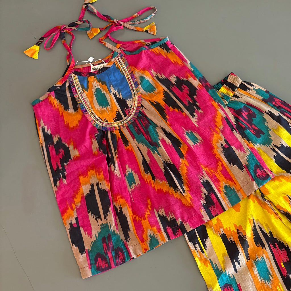 Pink & Yellow Tunic Pant Set