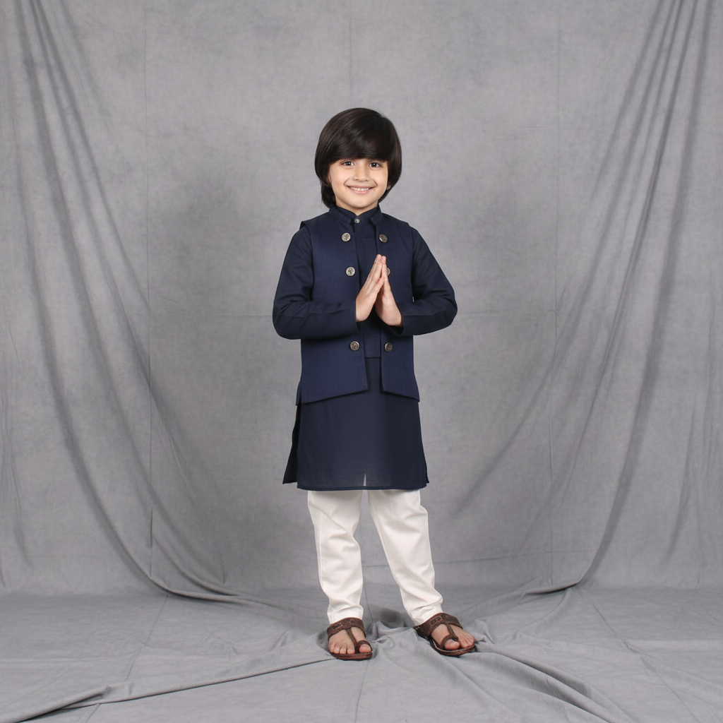 Royal Collection - Blue Nehru Jacket & Kurta Set