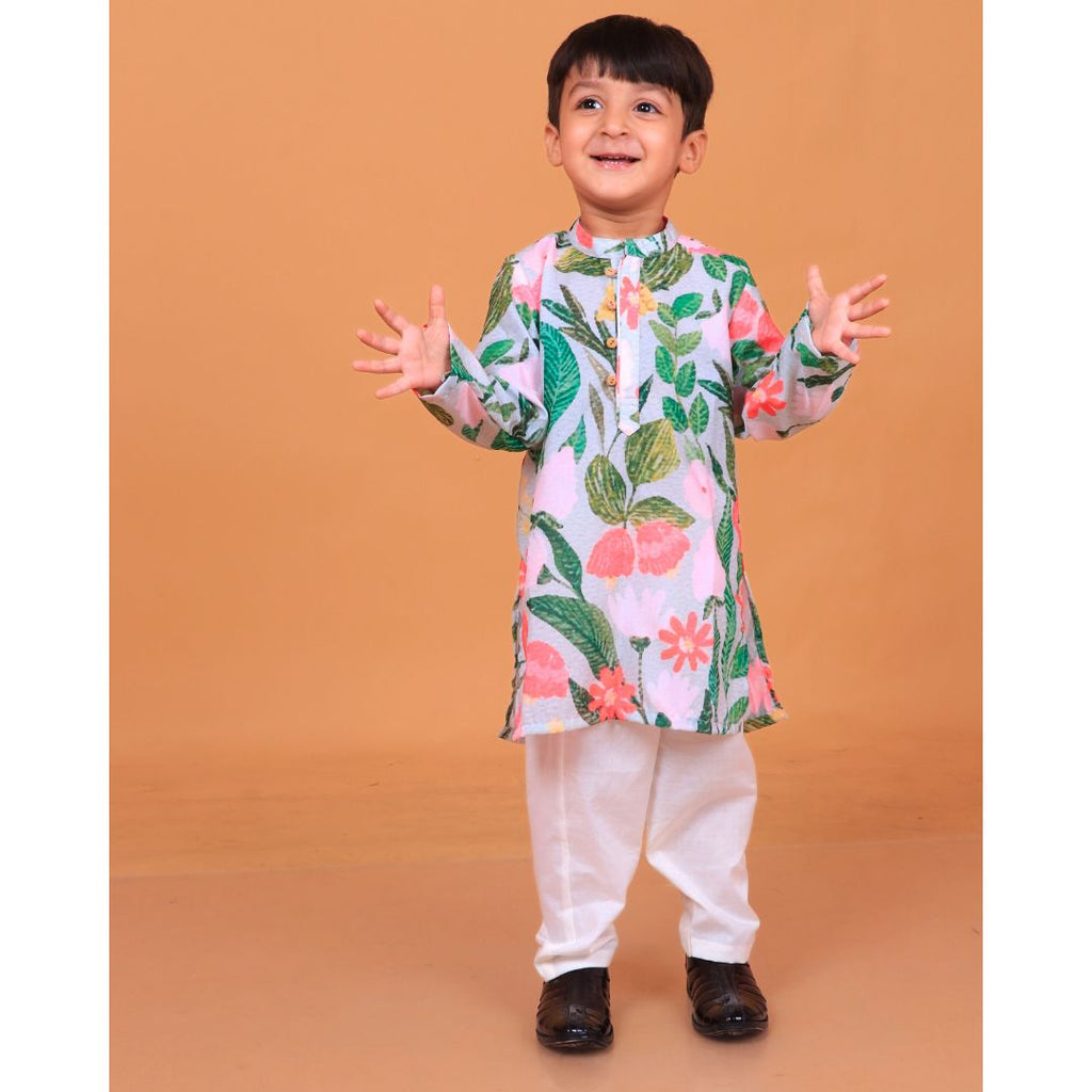 Paint brush floral boys kurta set