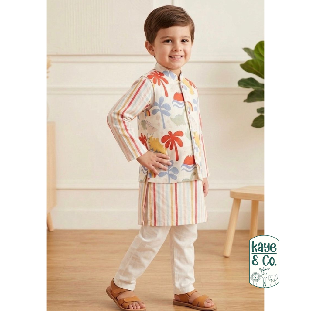 Dino Playground Nehru Jacket Set