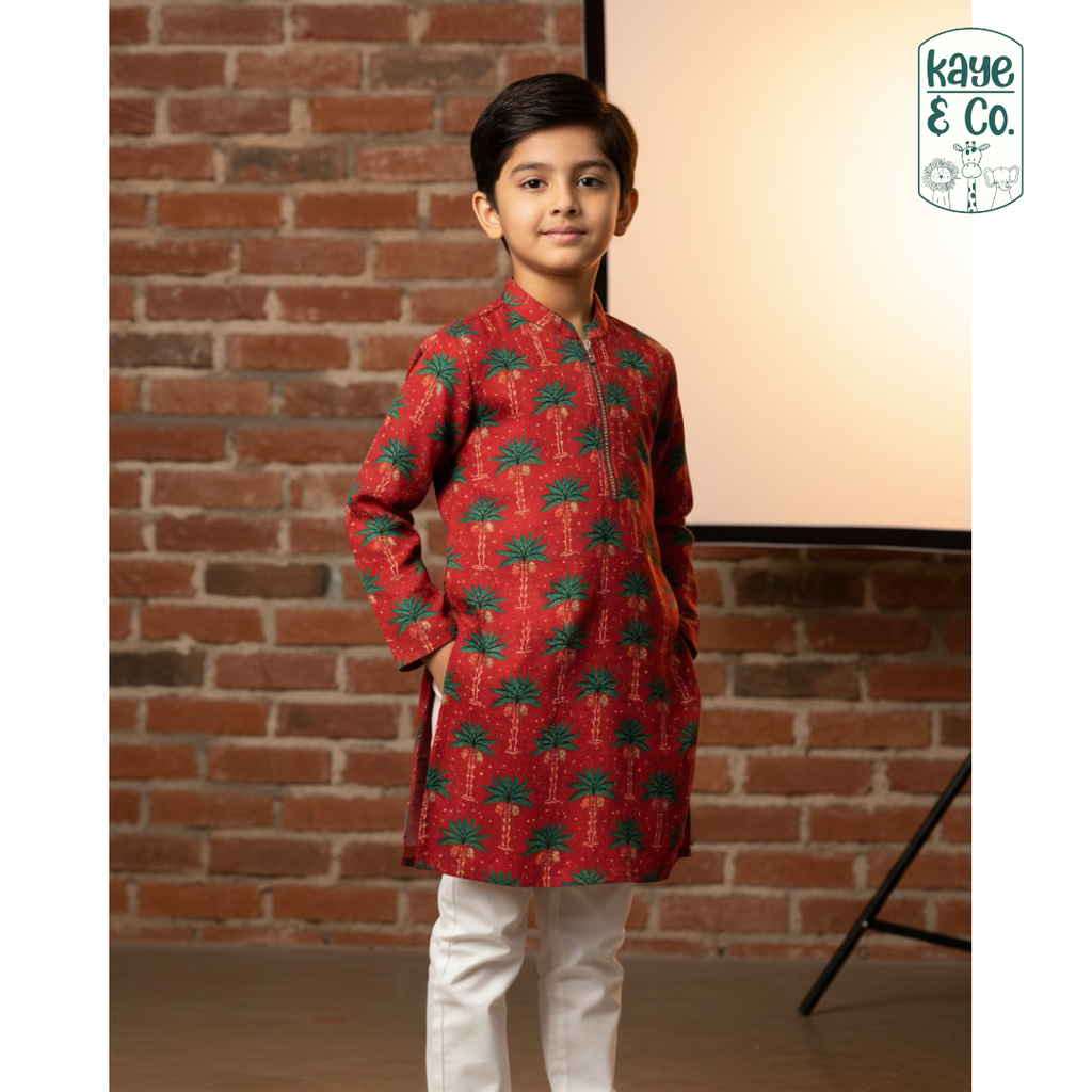 Royal Palm Scarlet Kurta Set