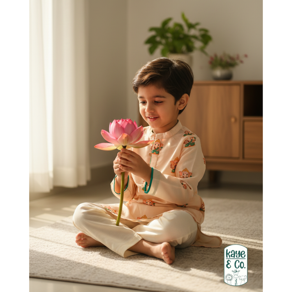 Ganesha Lotus print kurta Set