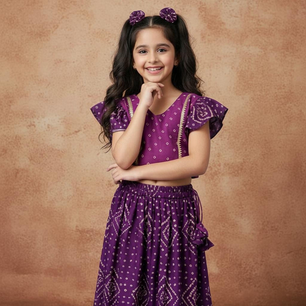 Purple Bandhani Lehenga Set