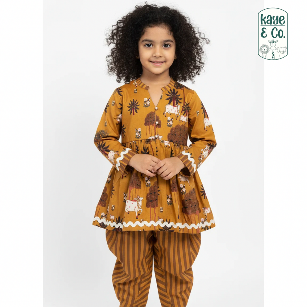 Amber Gold Pichwai Peplum Tulip Set