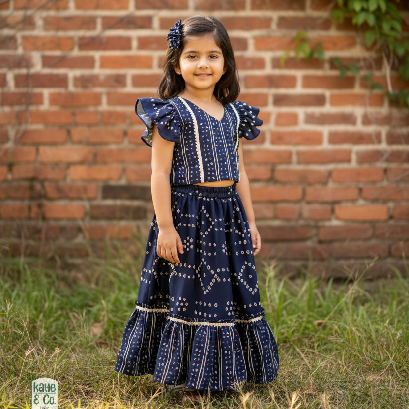 Blue Bandhani Lehenga Set