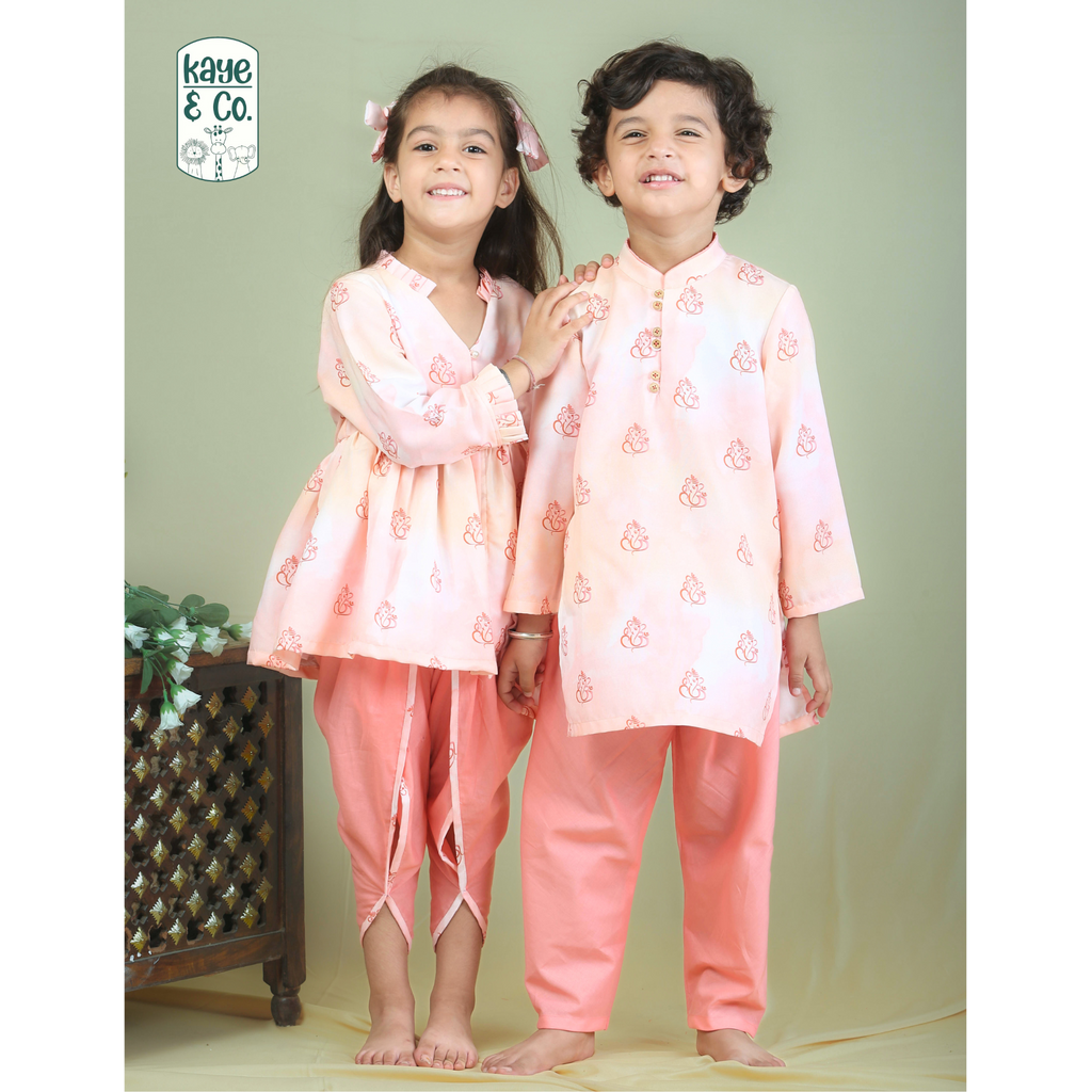 Ganesha Motif Kurti & Tulip Set