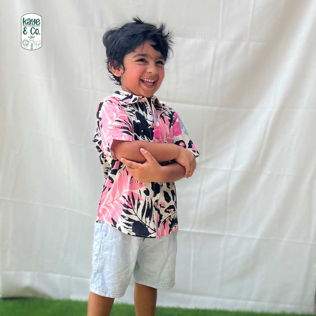 Tropical Animal Print Boys Shirt