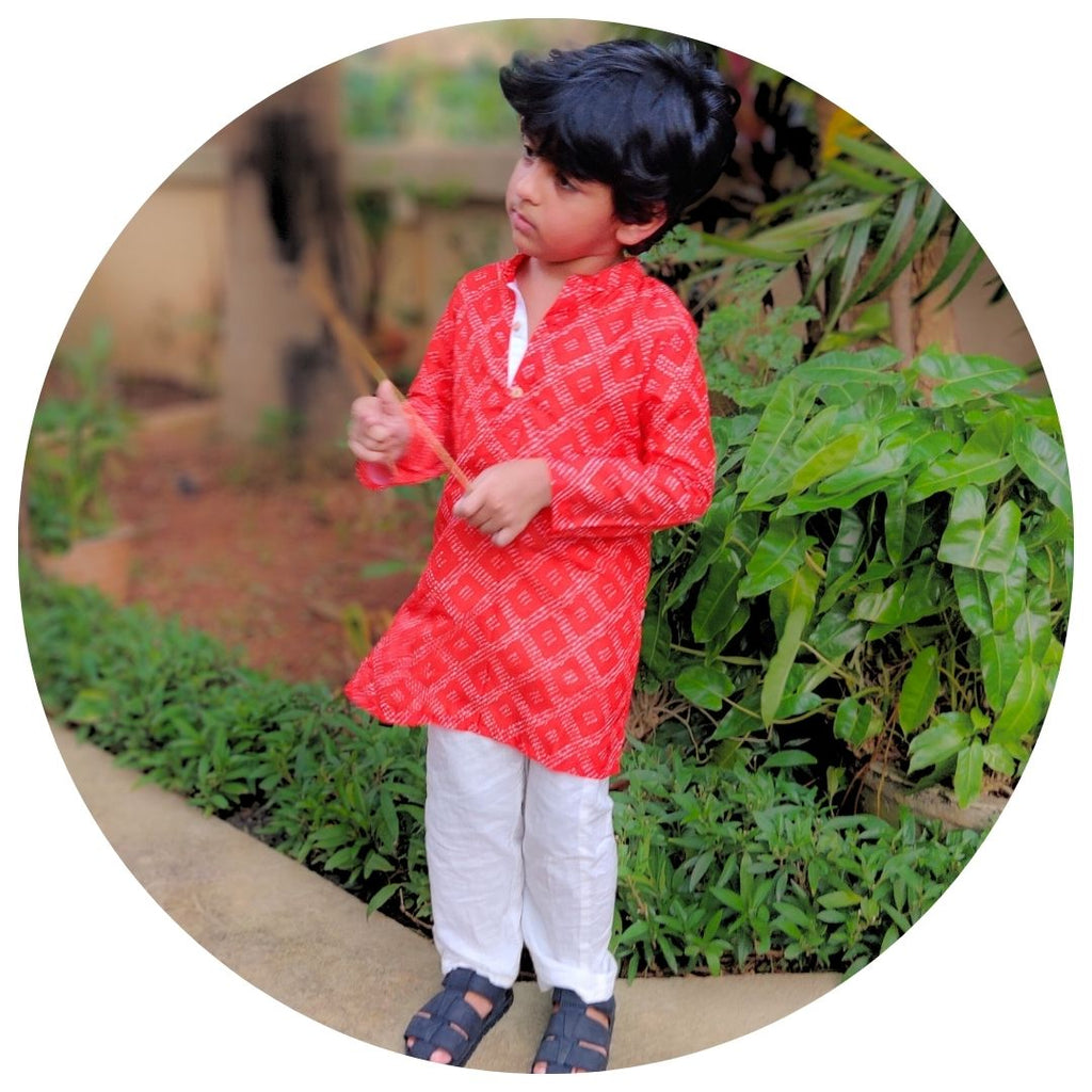 Bandhani Print Boys Kurta Set