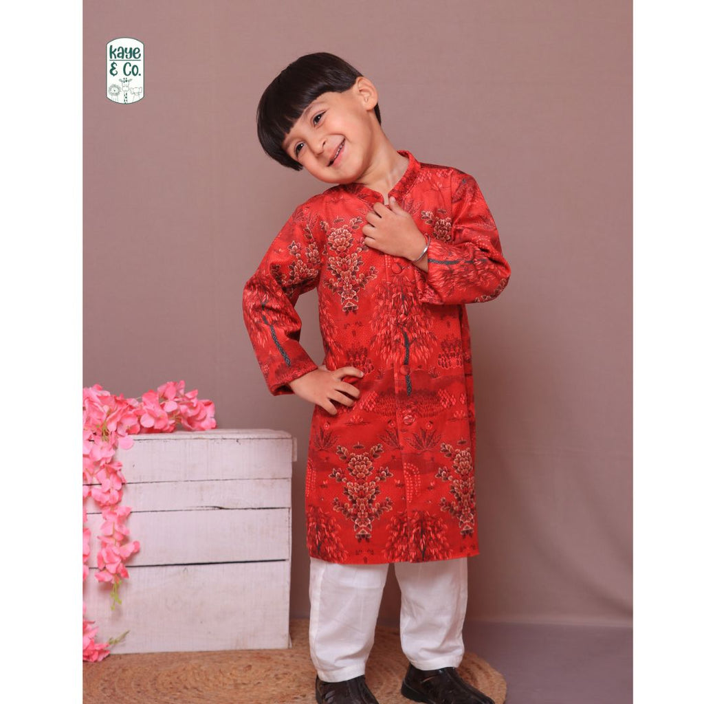 Jashn - Maroon bloom garden Sherwani Set