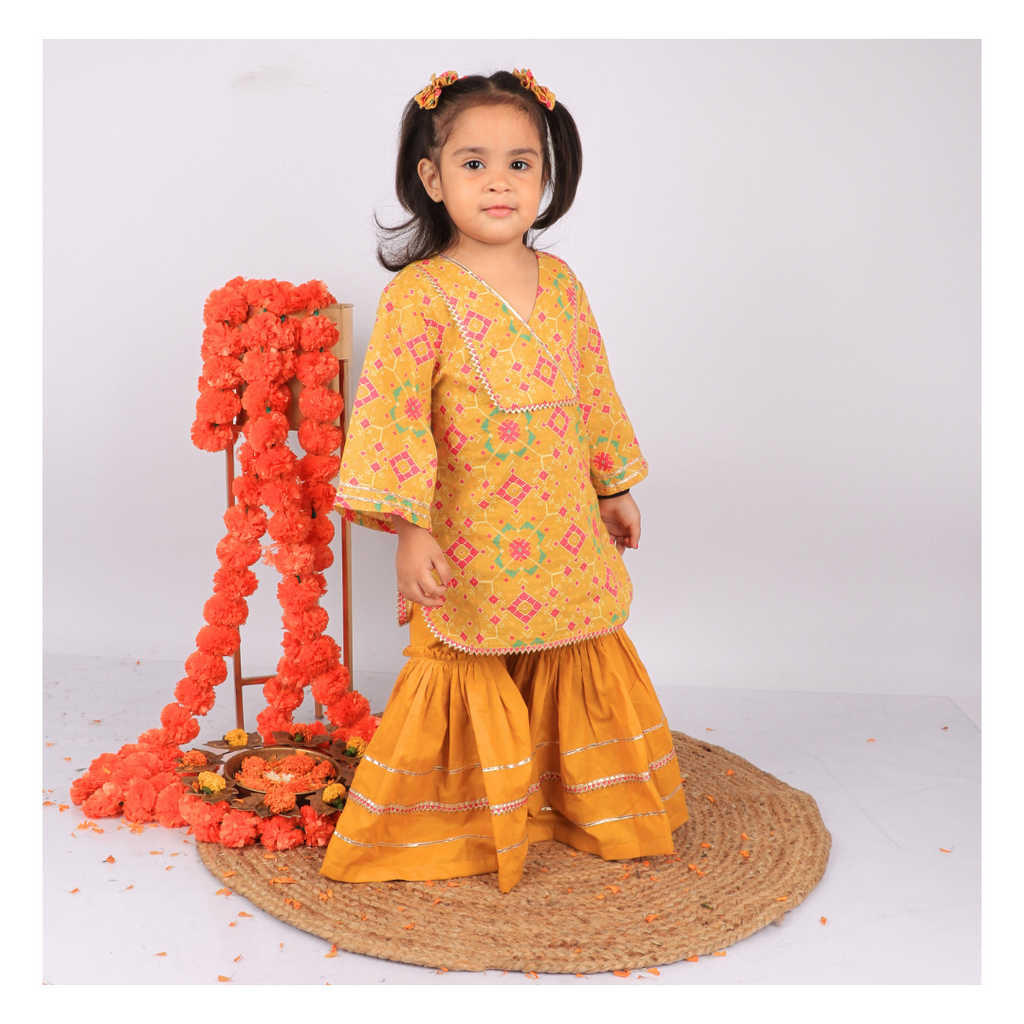 Mustard Patola Kurta & Sharara Set