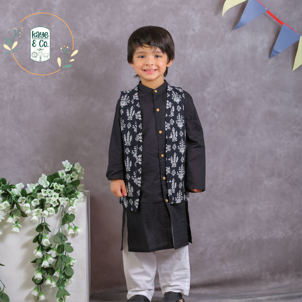 Black Motif Nehru & Kurta Set